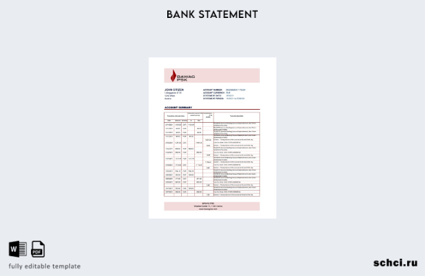 цифровая загрузка шаблона Excel банковской выписки по Австрии BAWAG PSK